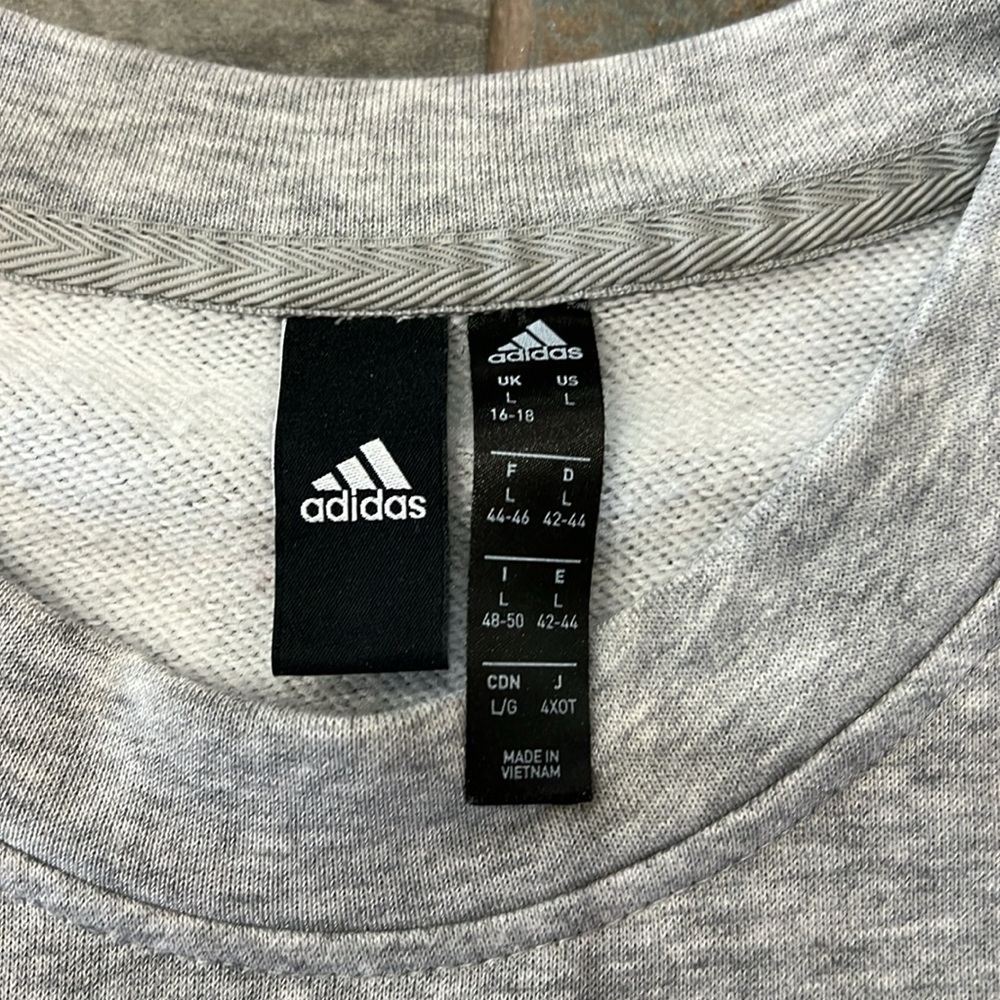 Adidas Gray Sweatshirt with Pink Logo - Picture 2 of 6